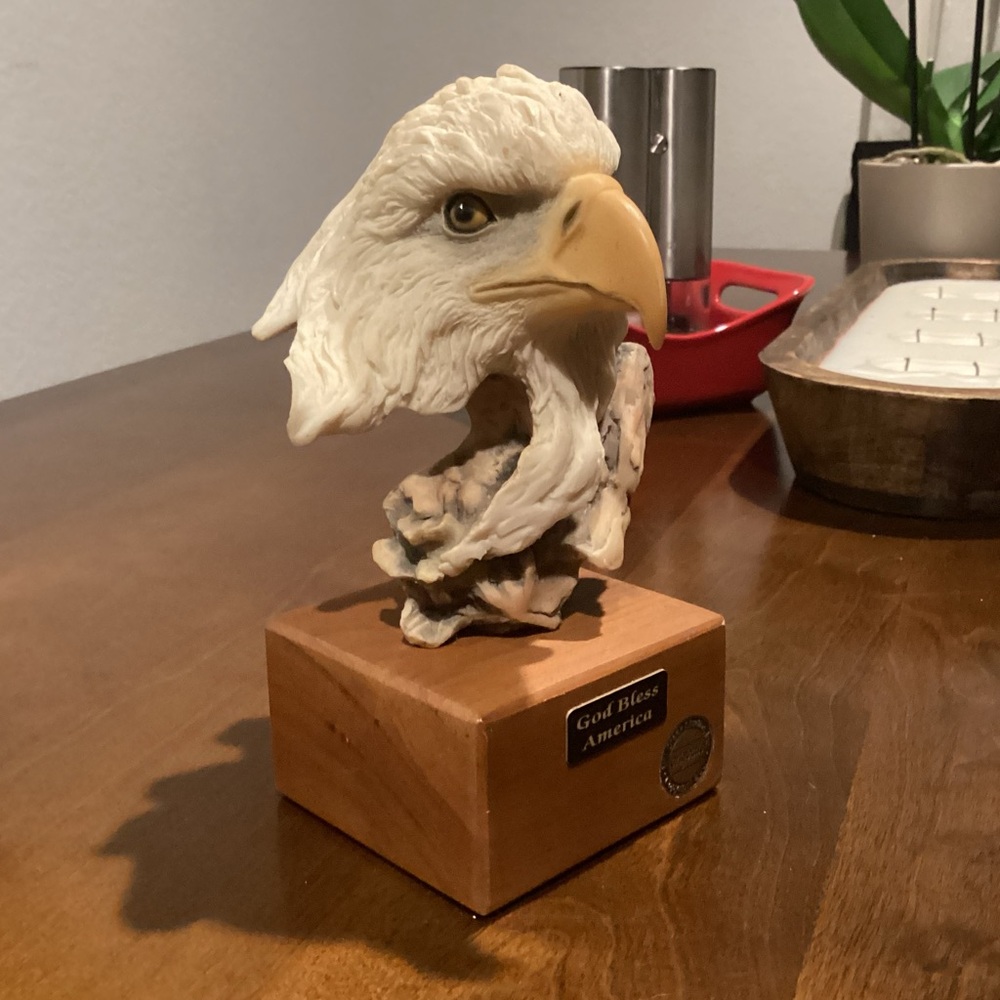 Eagle Head Sculpture on Wooden Base “God Bless America “ September 11,2001
